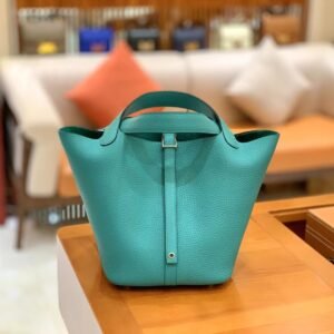 Bucket Tote 18cm – Togo, Bleu Paon (AG-16429)