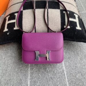 Buckle Flap Bag 18cm – Epsom, Anemone, Silver Hardware