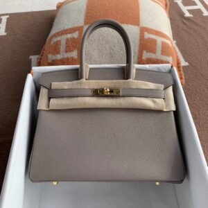 Top-Handle Bag 30cm – Epsom, Gris Asphalt, Gold Hardware