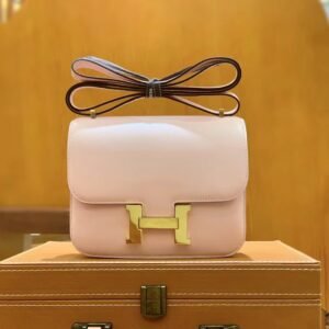 Buckle Flap Bag 24cm – Swift, Rose Saiura, Gold Hardware