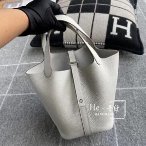 Bucket Tote 18cm – Clemence, Gris Pearl, Palladium Silver Hardware