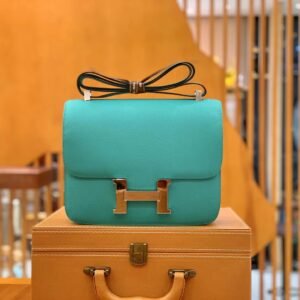 Buckle Flap Bag 24cm – Epsom, Verona Green, Silver Hardware
