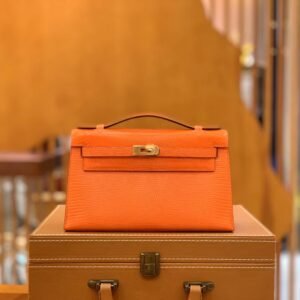 Mini Turnlock Flap Bag 22cm – Lizard, Orange, Gold Hardware