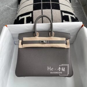 Top-Handle Bag 25cm – Togo, Etain, Silver Hardware