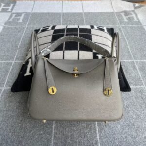Double-Zip Bag 30cm – Clemence, Gris Asphalt, Gold Hardware