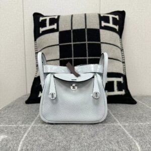 Mini Double-Zip Bag 19cm – Clemence, Blue Pale, Silver Hardware