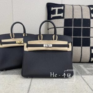 Top-Handle Bag 25cm – Togo, Black, Silver Hardware