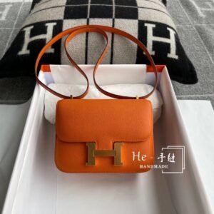 Buckle Flap Bag 18cm – Epsom, Orange, Gold Hardware