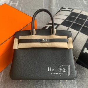 Top-Handle Bag 30cm – Togo, Black, Silver Hardware