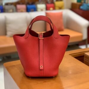 Bucket Tote 18cm – Togo, Bright Red, Gold Hardware