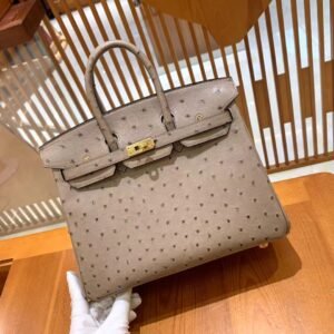 Top-Handle Bag 25cm – Ostrich, Gris Tourterelle