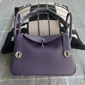 Double-Zip Bag 26cm – Clemence, Raisin, Silver Hardware