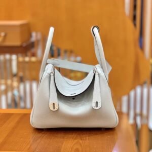 Double-Zip Bag 26cm – Clemence, Light Blue, Silver Hardware