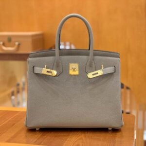 Top-Handle Bag 30cm – Togo, Griss Asphalte, Gold Hardware