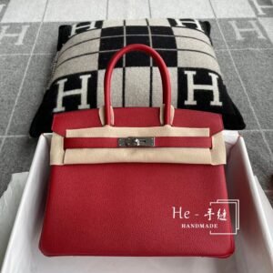 Top-Handle Bag 30cm – Togo, Rouge Casaque, Silver Hardware