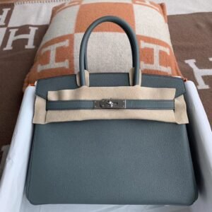 Top-Handle Bag 30cm – Togo, Vert Amande, Silver Hardware