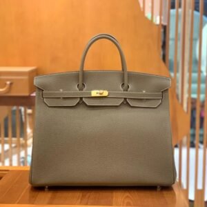 Top-Handle Bag 40cm – Clemence, Etoupe, Gold Hardware