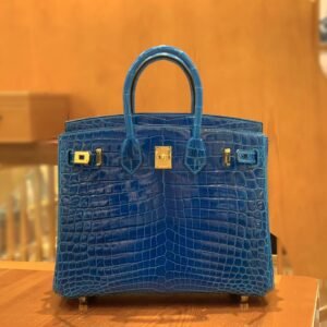 Top-Handle Bag 25cm – Alligator, Bleu Izmir (AG-11376)