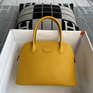 Rounded Zip Bag 27cm – Epsom, Amber, Gold Hardware