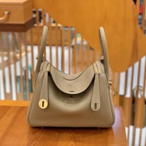 Double-Zip Bag 30cm – Togo, Gris Tourterelle, Gold Hardware