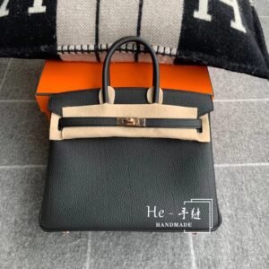 Top-Handle Bag 25cm – Togo, Black, Rose Gold Hardware