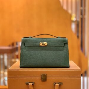 Mini Turnlock Flap Bag 22cm – Lizard, Peacock Green, Gold Hardware