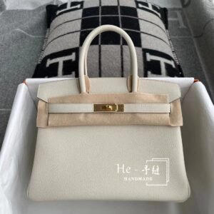 Top-Handle Bag 30cm – Togo, Craie, Silver Hardware