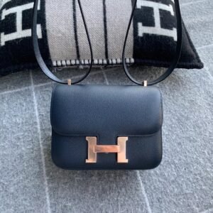 Buckle Flap Bag 18cm – Epsom, Blue Nuit, Rose Gold Hardware