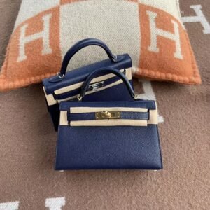 Mini Turnlock Flap Bag 19cm – Epsom, Deep Blue, Gold Hardware