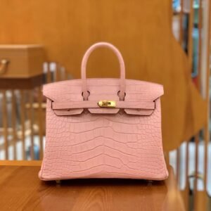 Top-Handle Bag 25cm – Alligator, Pink
