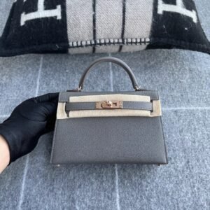 Mini Turnlock Flap Bag 19cm – Chevre, Etain, Rose Gold Hardware