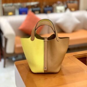 Bucket Tote 18cm – Clemence, Sesame Yellow & Naples Yellow, Silver Hardware