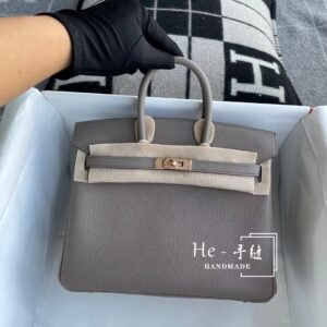 Top-Handle Bag 25cm – Togo, Gris Asphalt, Rose Gold Hardware
