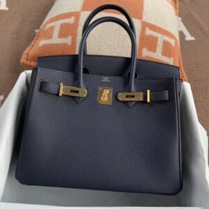 Top-Handle Bag 30cm – Togo, Blue Nuit, Gold Hardware