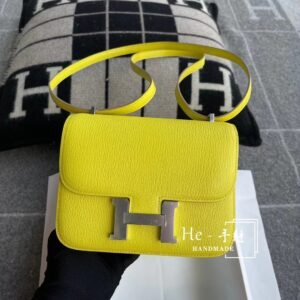 Buckle Flap Bag 19cm – Chevre, Lime, Silver Hardware