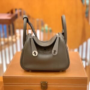 Mini Double-Zip Bag 18cm – Clemence, Etain, Silver Hardware