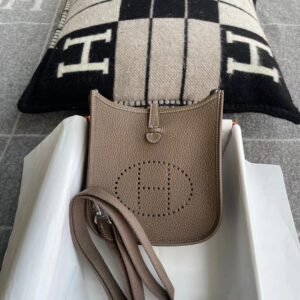 Mini Perforated Crossbody 18cm – Clemence, Etoupe, Silver Hardware