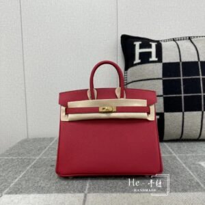 Top-Handle Bag 25cm – Epsom, Rouge Casaque, Gold Hardware