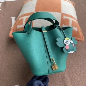 Bucket Tote 18cm – Clemence, Vert Vertigo, Gold Hardware