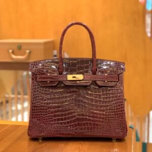Top-Handle Bag 30cm – Porosus, Bordeaux