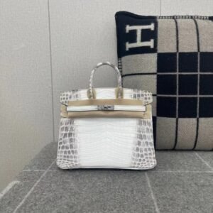 Top-Handle Bag 25cm – Matte Crocodile, Himalaya, Silver Hardware