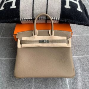 Top-Handle Bag 25cm – Togo, Etoupe, Silver Hardware (AG-24818)