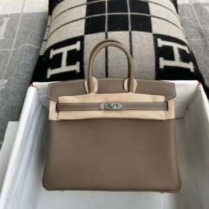 Top-Handle Bag 25cm – Togo, Etoupe, Silver Hardware (AG-24041)