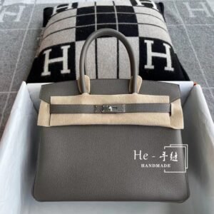 Top-Handle Bag 30cm – Togo, Etain, Silver Hardware (AG-21825)