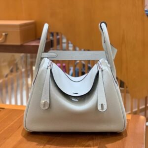 Double-Zip Bag 26cm – Togo, Silver Hardware