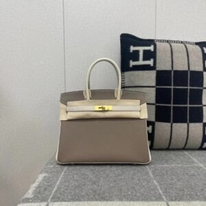 Top-Handle Bag 30cm – Togo, Etoupe / Craie, Gold Hardware