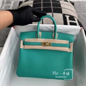 Top-Handle Bag 25cm – Togo, Vert Verone, Gold Hardware