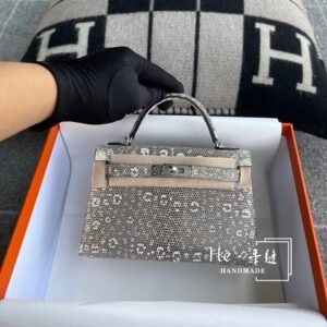 Mini Turnlock Flap Bag 19cm – Lizard, Ombre, Silver Hardware