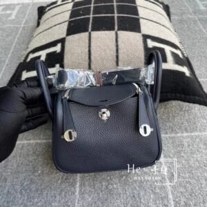 Mini Double-Zip Bag 19cm – Clemence, Blue Nuit, Silver Hardware (AG-18940)