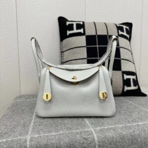 Double-Zip Bag 26cm – Clemence, Beton, Gold Hardware